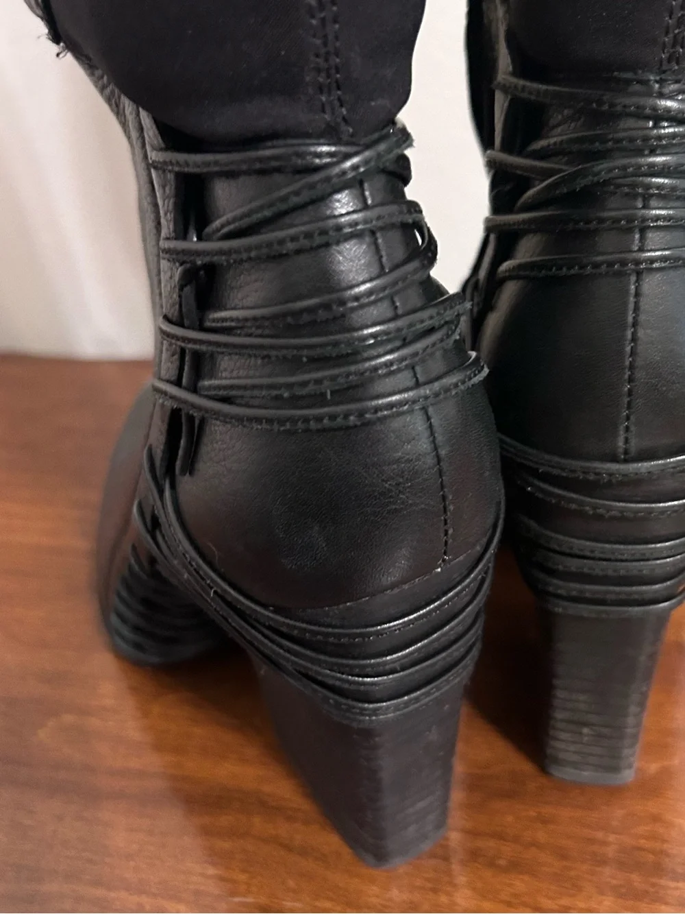 Dolce Vita Black Over-the-Knee Leather & Stretch Block Heel Boots Size 8